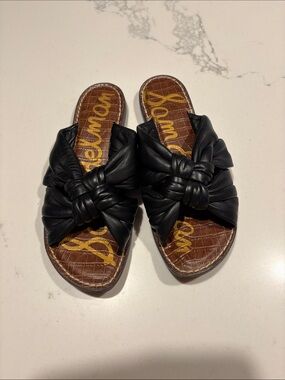 Sam Edelman Black Knotted Leather Slide Mules